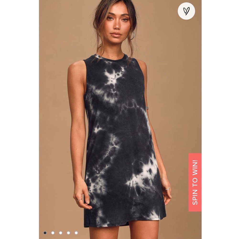 NWT Lulus m Navy Blue Tie Dyed Shift Dress